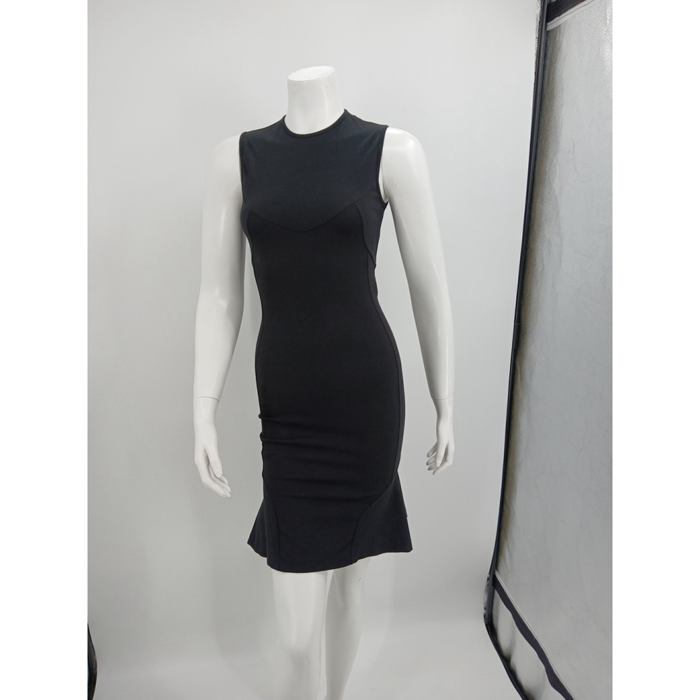 Stella McCartney Flared Sheath Dress Black Stretch Cotton Jersey Size 36